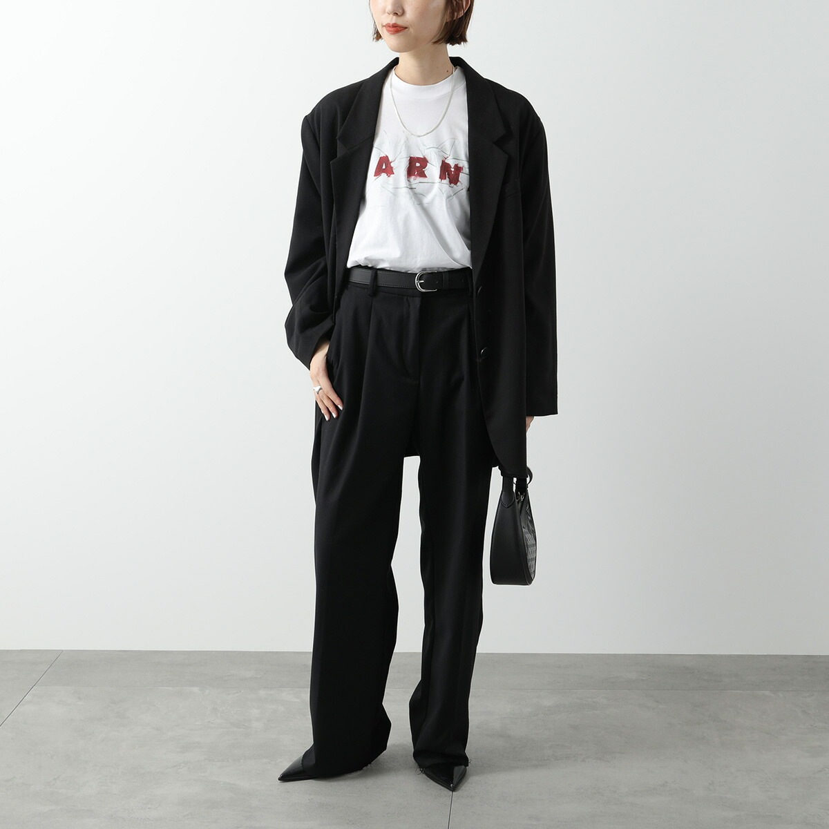 MARNI マルニ Tシャツ HUMU0223PV USCW95 レディース 半袖 カットソー ロゴT コットン クルーネック LOW01/LILY-WHITE 【mega】