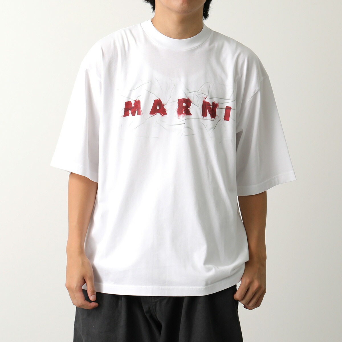 MARNI マルニ Tシャツ HUMU0223PV USCW95 レディース 半袖 カットソー ロゴT コットン クルーネック LOW01/LILY-WHITE 【mega】