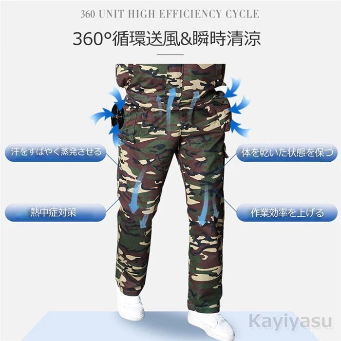 バッテリー2個セット 空調服 迷彩 フルセット ファン付き作業服