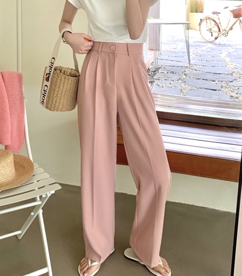 ボトムス デート モテアイテム ストレートパンツ スラックス センターパーツ ハイウエスト コットン 大人可愛い きれいめ 上品 おしゃれ かっこいい 大人可愛い ラブリー キュート ガーリー クール