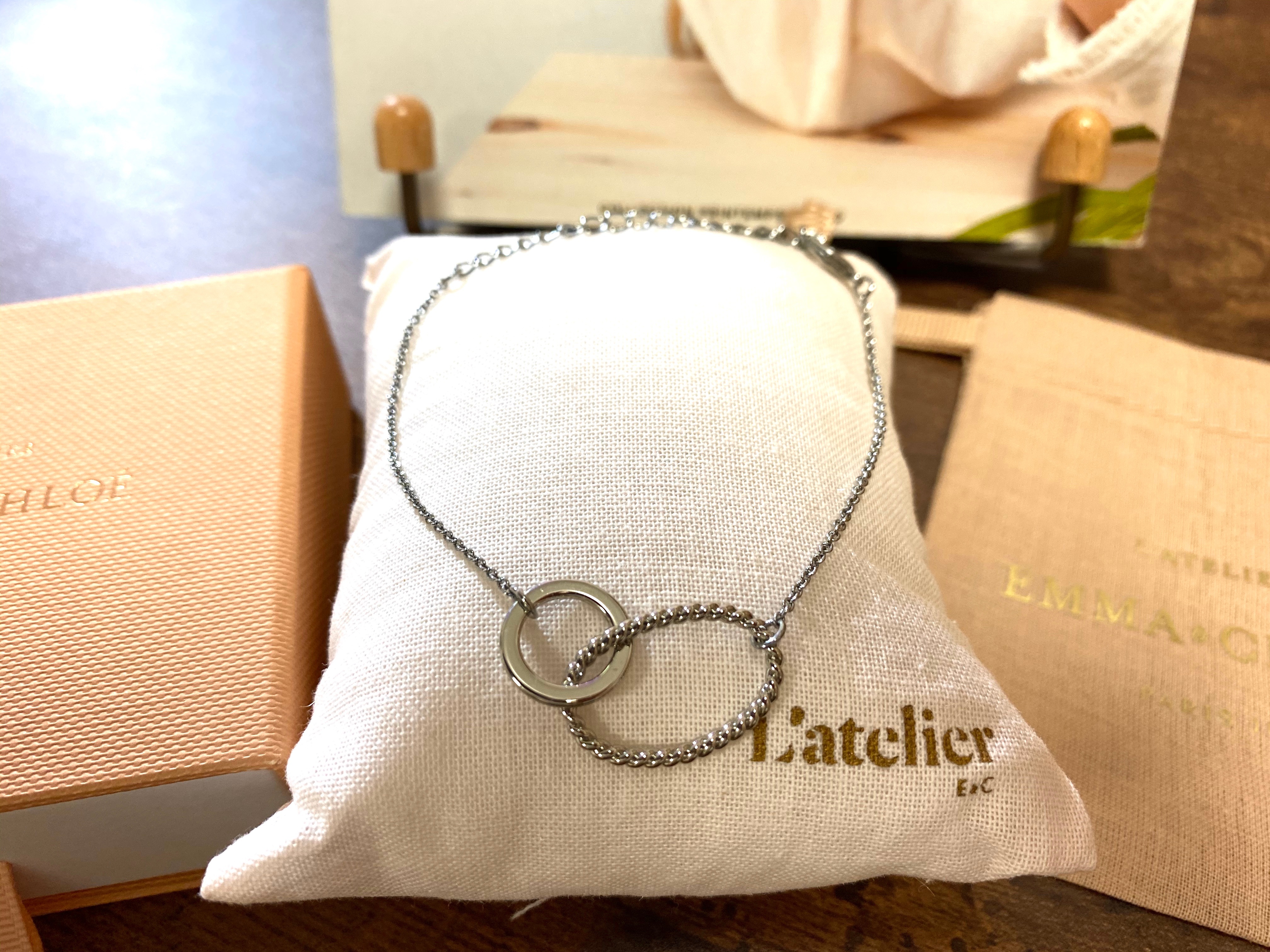 シルバー ダブルリング ブレスレット アレルギーフリー シルバー ダブルリング ブレスレット アレルギーフリー