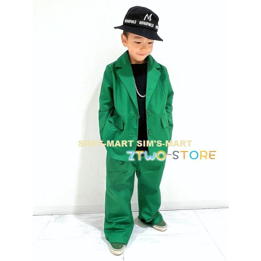 新しい子供用ダンスウェア ダンス衣装 ヒップホップ セットアップ スーツ ジャケット パンツ スーツ キッズダンス衣装 派手 K-POP 韓国 緑 紫 白 黒 2枚購入で2263円OFF
