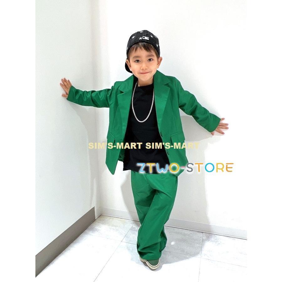新しい子供用ダンスウェア ダンス衣装 ヒップホップ セットアップ スーツ ジャケット パンツ スーツ キッズダンス衣装 派手 K-POP 韓国 緑 紫 白 黒 2枚購入で2263円OFF