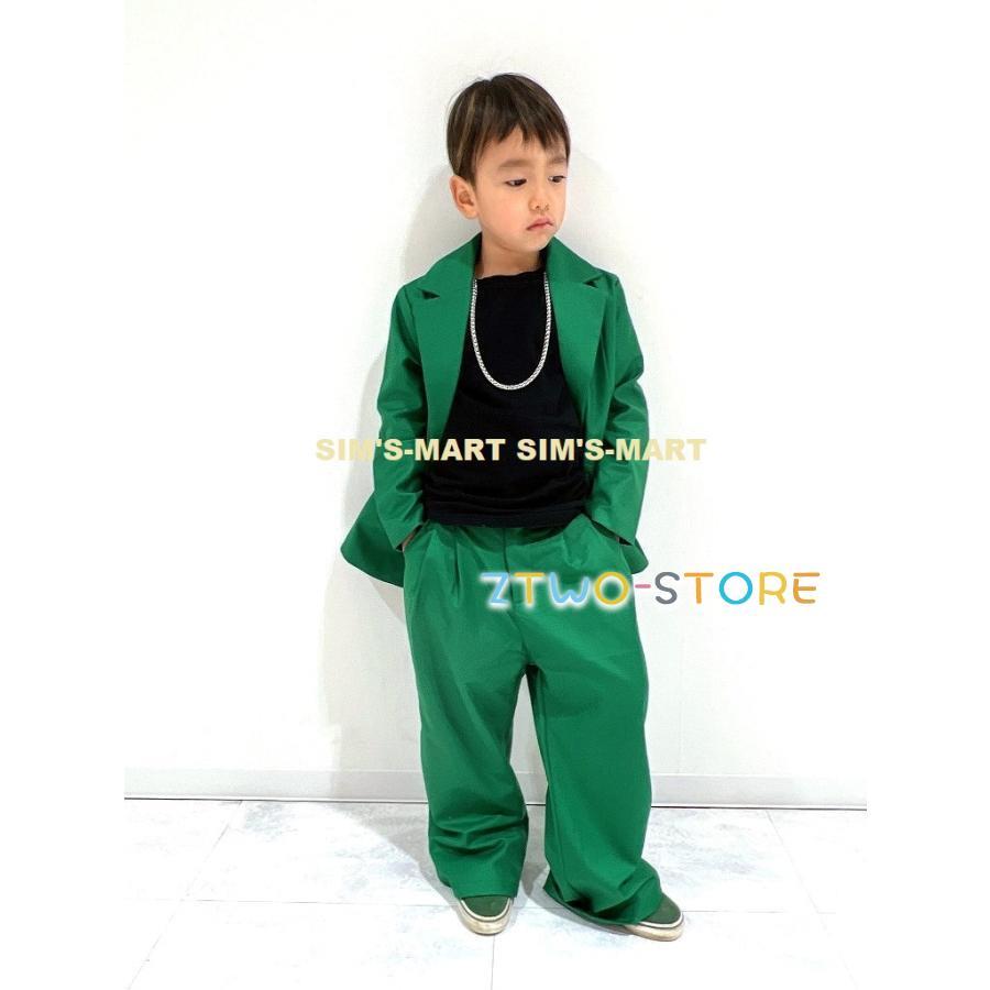 新しい子供用ダンスウェア ダンス衣装 ヒップホップ セットアップ スーツ ジャケット パンツ スーツ キッズダンス衣装 派手 K-POP 韓国 緑 紫 白 黒 2枚購入で2263円OFF