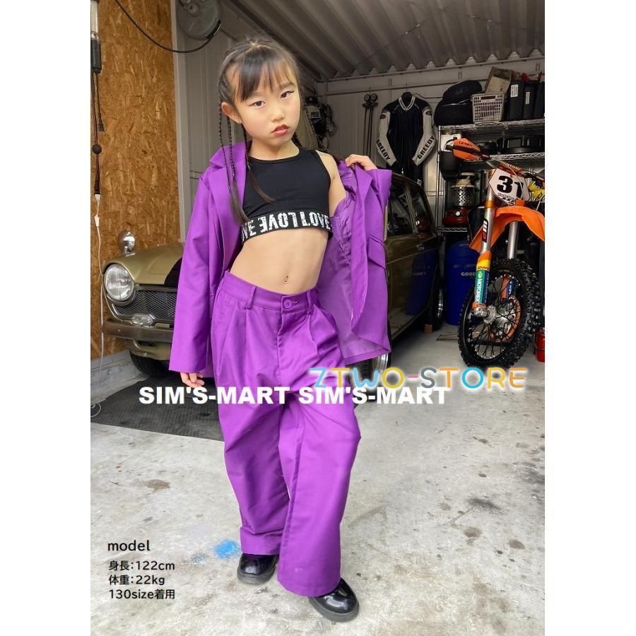 新しい子供用ダンスウェア ダンス衣装 ヒップホップ セットアップ スーツ ジャケット パンツ スーツ キッズダンス衣装 派手 K-POP 韓国 緑 紫 白 黒 2枚購入で2263円OFF