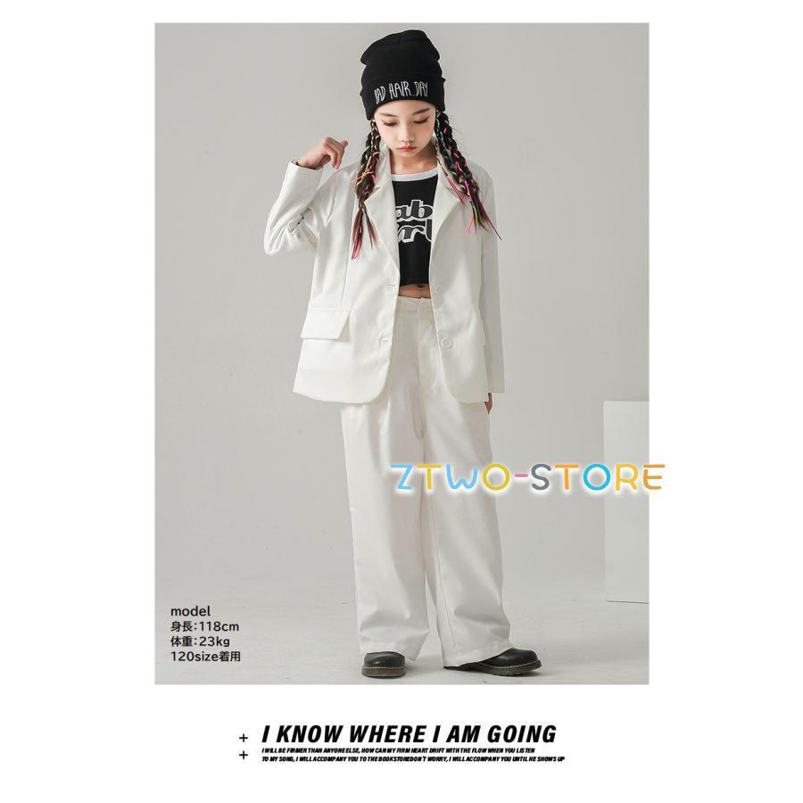 新しい子供用ダンスウェア ダンス衣装 ヒップホップ セットアップ スーツ ジャケット パンツ スーツ キッズダンス衣装 派手 K-POP 韓国 緑 紫 白 黒 2枚購入で2263円OFF