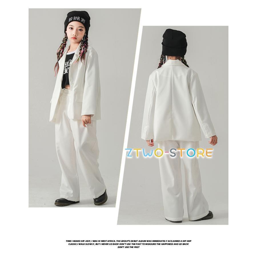 新しい子供用ダンスウェア ダンス衣装 ヒップホップ セットアップ スーツ ジャケット パンツ スーツ キッズダンス衣装 派手 K-POP 韓国 緑 紫 白 黒 2枚購入で2263円OFF