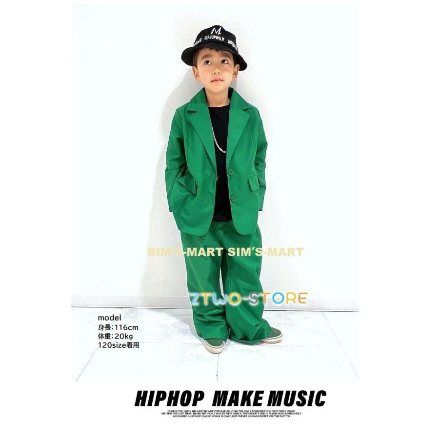 新しい子供用ダンスウェア ダンス衣装 ヒップホップ セットアップ スーツ ジャケット パンツ スーツ キッズダンス衣装 派手 K-POP 韓国 緑 紫 白 黒 2枚購入で2263円OFF