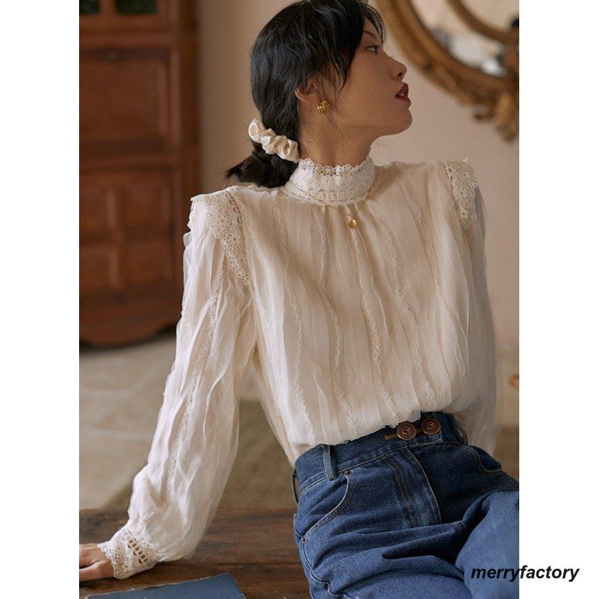 スタンドカラー レース襟 ブラウス レディース 長袖 トップス 春 秋 立ち襟 ハイネック シャツブラウス 大きいサイズ シンプル きれいめ カジュアル スタンドカラー レース襟 ブラウス レディース 長袖 トップス 春 秋 立ち襟 ハイネック シャツブラウス 大きいサイズ シンプル きれいめ カジュアル