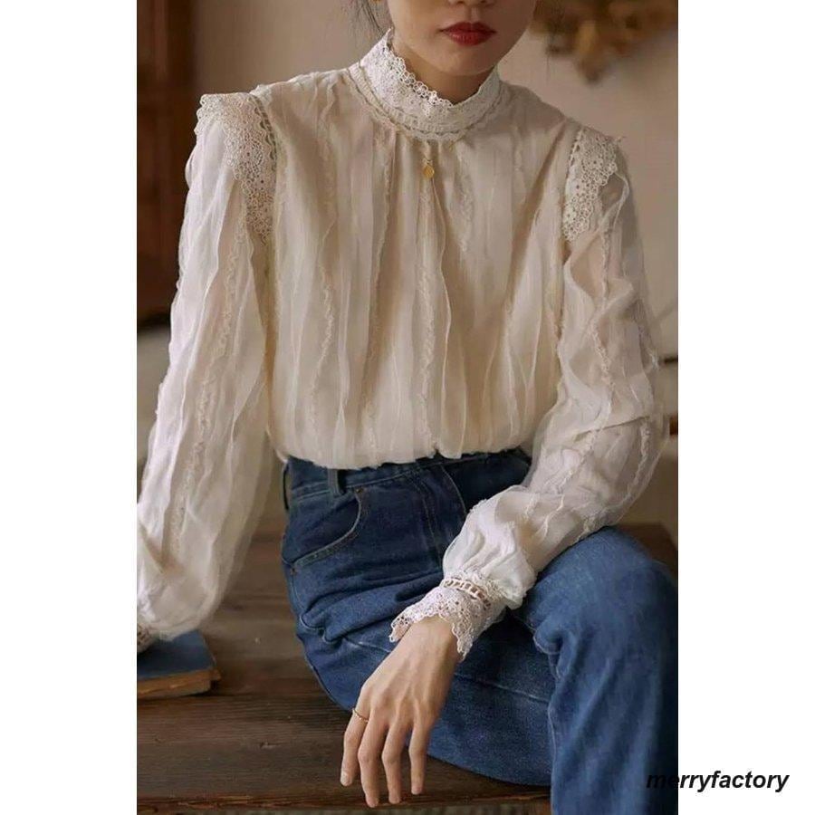 スタンドカラー レース襟 ブラウス レディース 長袖 トップス 春 秋 立ち襟 ハイネック シャツブラウス 大きいサイズ シンプル きれいめ カジュアル スタンドカラー レース襟 ブラウス レディース 長袖 トップス 春 秋 立ち襟 ハイネック シャツブラウス 大きいサイズ シンプル きれいめ カジュアル
