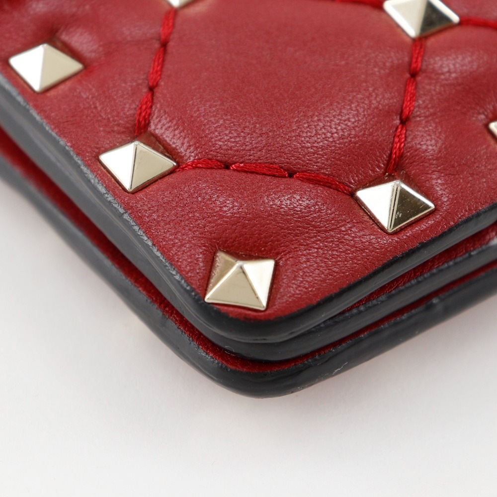 ロックスタッズ ミニショルダー ウォレットショルダー MW0BCA23NAP ショルダーバッグ レザー 赤 レディース 中古品 A-ランク ロックスタッズ ミニショルダー ウォレットショルダー MW0BCA23NAP ショルダーバッグ レザー 赤 レディース 中古品 A-ランク