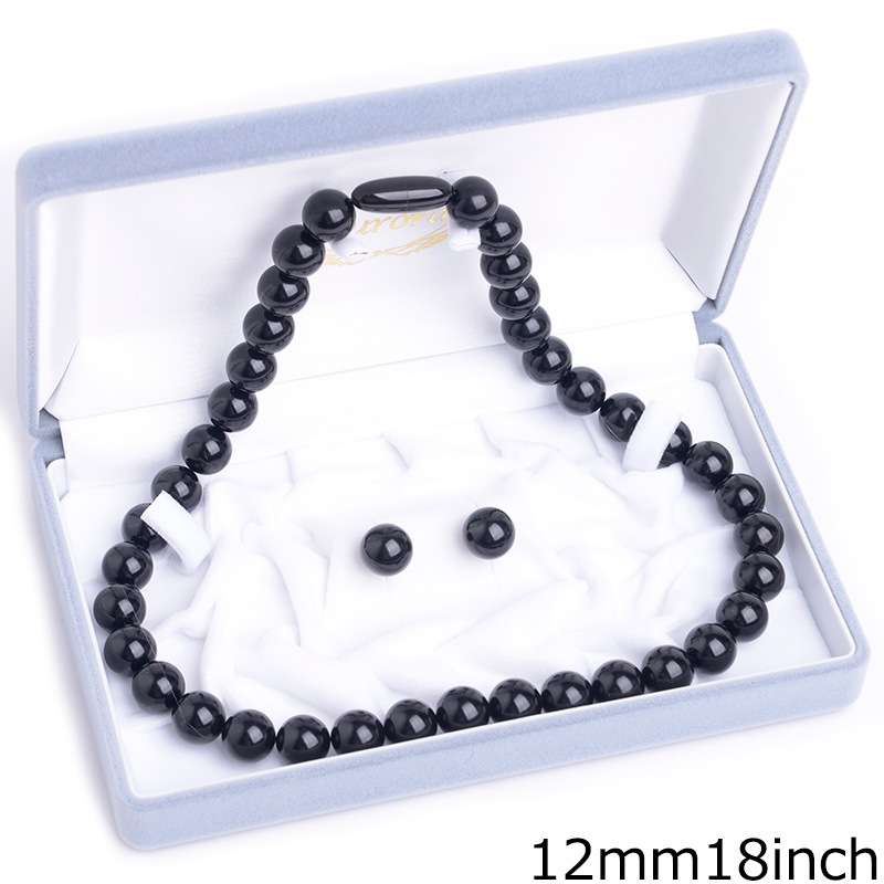 天然ジェットネックレス 12mm珠セット 日本製 ピアス イヤリング 化粧箱付 黒琥珀 ブラックフォーマル 16インチ 17インチ 18インチ チョーカー プリンセス 天然ジェットネックレス 12mm珠セット 日本製 ピアス イヤリング 化粧箱付 黒琥珀 ブラックフォーマル 16インチ 17インチ 18インチ チョーカー プリンセス