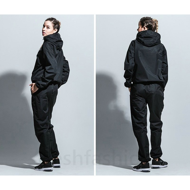 サウナスーツ レディース 上下セット 発汗 おしゃれ 3 ブラック バーストウェア ダイエット ウ2