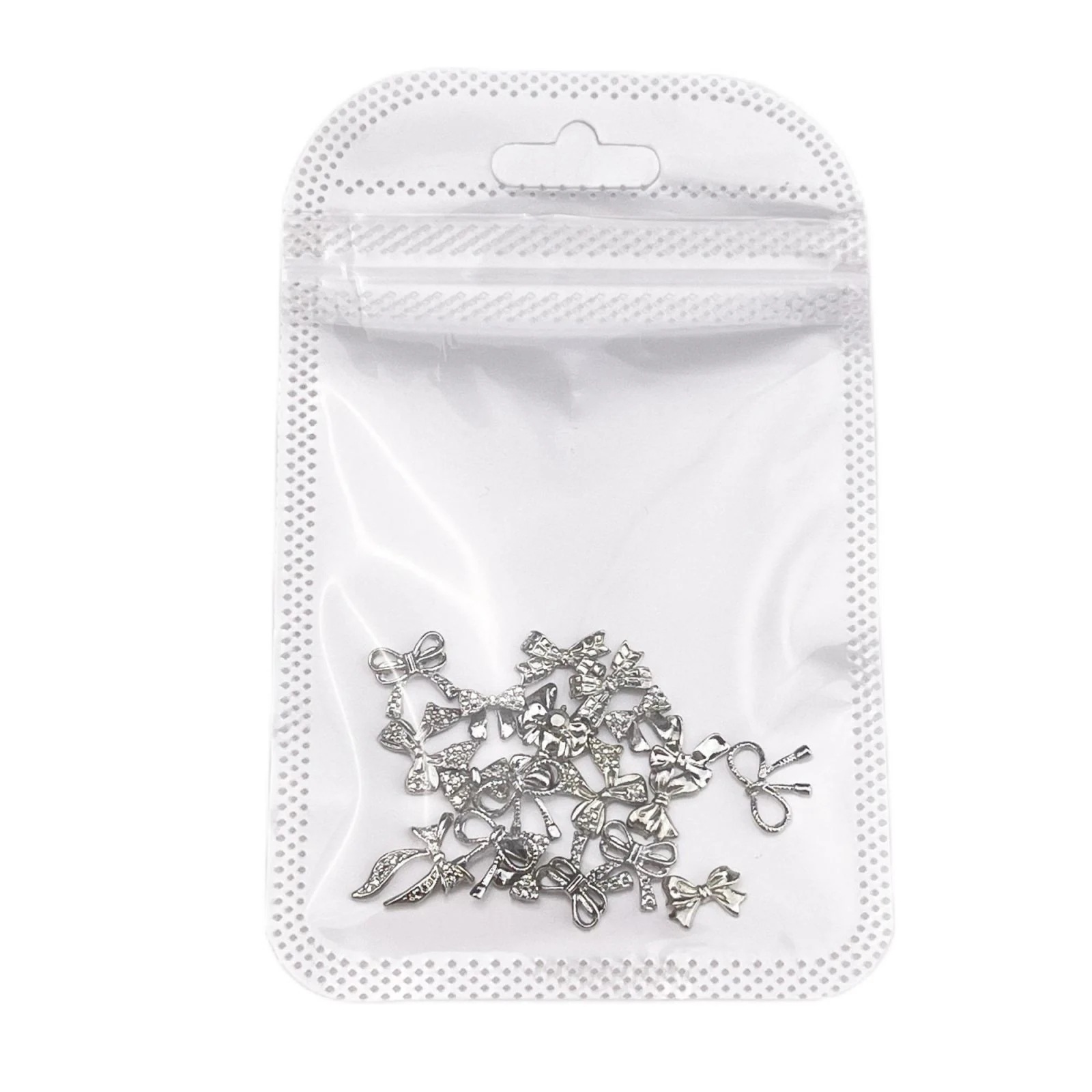 【10個セット】粒入合金の蝶結びのネイルアクセサリーのレトロで軽い豪華な白k色のリボンの銀色の蝶ネクタイの爪のアクセサリー 【10個セット】粒入合金の蝶結びのネイルアクセサリーのレトロで軽い豪華な白k色のリボンの銀色の蝶ネクタイの爪のアクセサリー