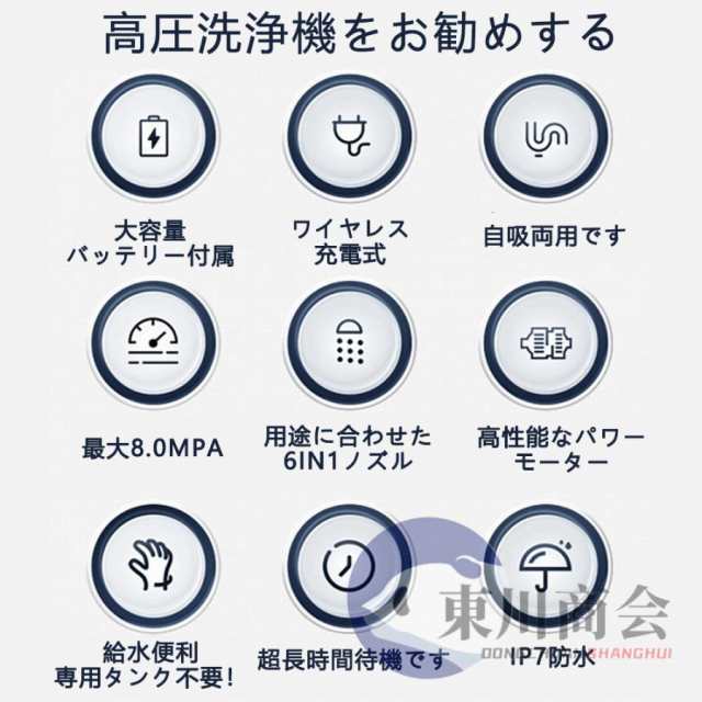 高圧洗浄機 コードレス 充電式 マキタ バッテリー互換 強力 6IN1ノズル 8.0MPa 高圧洗浄 軽量 低騒音 電動工具 家庭用 洗車 外壁掃除 202568 高圧洗浄機 コードレス 充電式 マキタ バッテリー互換 強力 6IN1ノズル 8.0MPa 高圧洗浄 軽量 低騒音 電動工具 家庭用 洗車 外壁掃除 202568