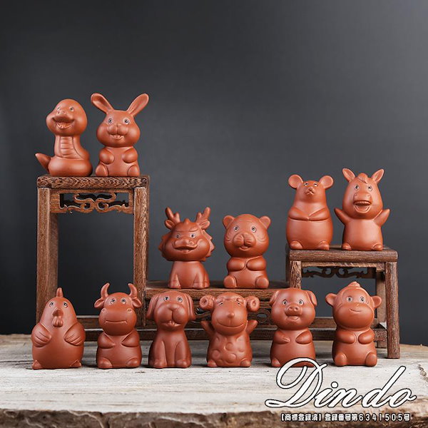 Qoo10] 紫砂れえとセット 十二支 置物 辰年 2