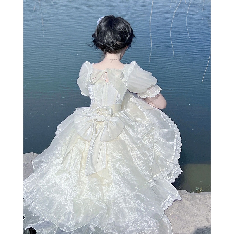 半袖op花柄メッシュプリンセスドレス ロリータロリータ スクエアネックドレス 女性用 半袖op花柄メッシュプリンセスドレス ロリータロリータ スクエアネックドレス 女性用