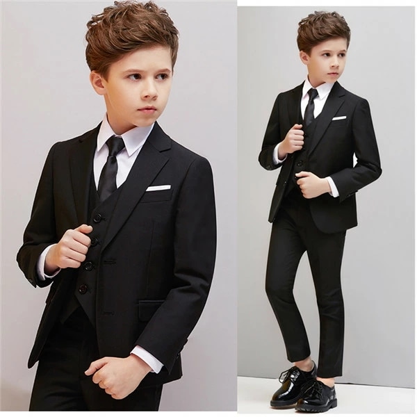 子供スーツ 卒業式 演奏会 結婚式 フォーマル キッズスーツ タキシード ジュニア 七五三 ピアノ発表会 入学式 制服 入園式 6点セットブラック ブルー 男の子 靴追加可 100 110 120 1