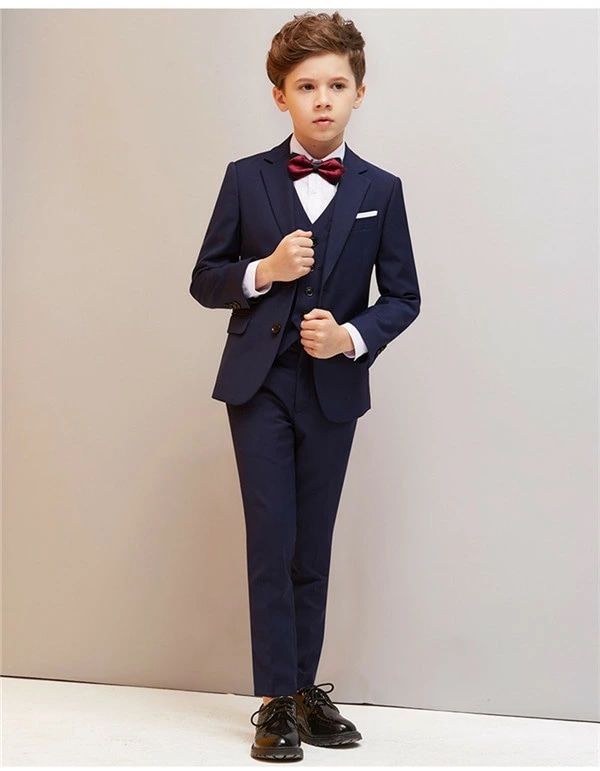 子供スーツ 卒業式 演奏会 結婚式 フォーマル キッズスーツ タキシード ジュニア 七五三 ピアノ発表会 入学式 制服 入園式 6点セットブラック ブルー 男の子 靴追加可 100 110 120 1