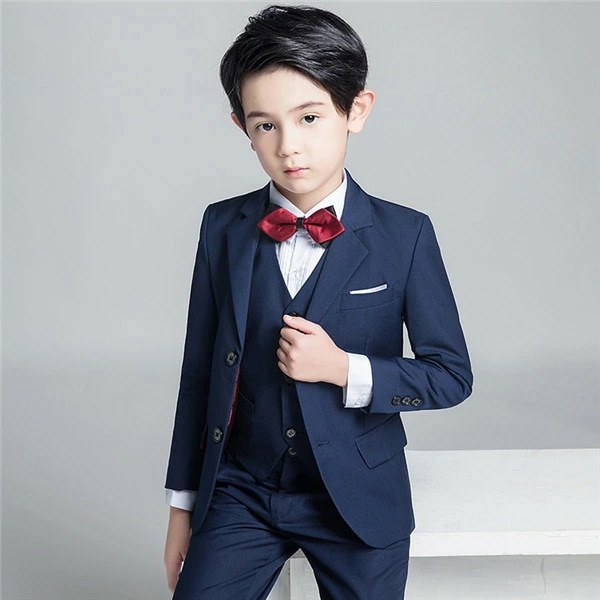 子供スーツ 卒業式 演奏会 結婚式 フォーマル キッズスーツ タキシード ジュニア 七五三 ピアノ発表会 入学式 制服 入園式 6点セットブラック ブルー 男の子 靴追加可 100 110 120 1