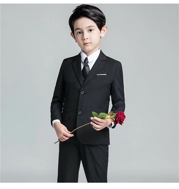 子供スーツ 卒業式 演奏会 結婚式 フォーマル キッズスーツ タキシード ジュニア 七五三 ピアノ発表会 入学式 制服 入園式 6点セットブラック ブルー 男の子 靴追加可 100 110 120 1