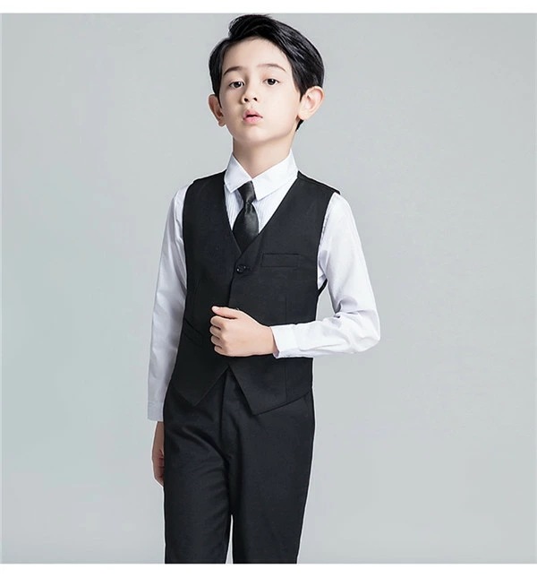 子供スーツ 卒業式 演奏会 結婚式 フォーマル キッズスーツ タキシード ジュニア 七五三 ピアノ発表会 入学式 制服 入園式 6点セットブラック ブルー 男の子 靴追加可 100 110 120 1