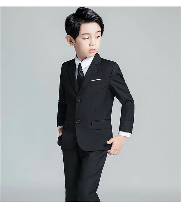 子供スーツ 卒業式 演奏会 結婚式 フォーマル キッズスーツ タキシード ジュニア 七五三 ピアノ発表会 入学式 制服 入園式 6点セットブラック ブルー 男の子 靴追加可 100 110 120 1