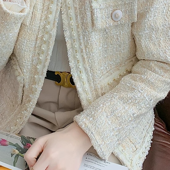 【取寄:納期2週間】ジャケット ツイードジャケット ゴージャス ノーカラー アウター 羽織り レディース 無地 【取寄:納期2週間】ジャケット ツイードジャケット ゴージャス ノーカラー アウター 羽織り レディース 無地