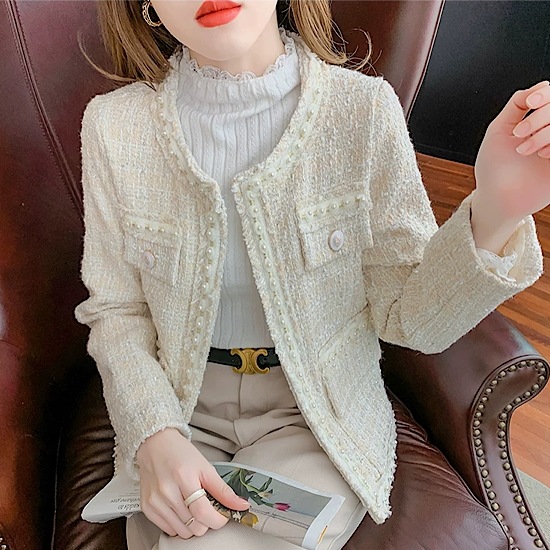 【取寄:納期2週間】ジャケット ツイードジャケット ゴージャス ノーカラー アウター 羽織り レディース 無地 【取寄:納期2週間】ジャケット ツイードジャケット ゴージャス ノーカラー アウター 羽織り レディース 無地