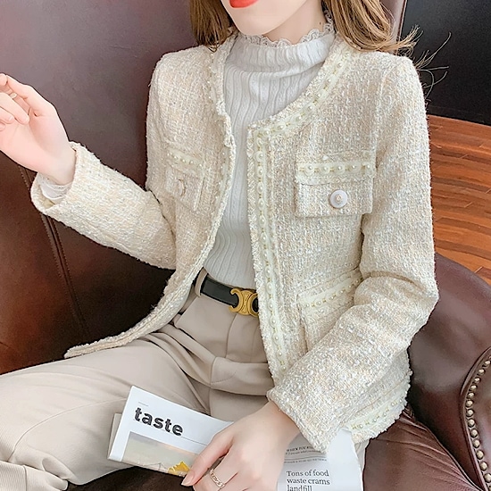 【取寄:納期2週間】ジャケット ツイードジャケット ゴージャス ノーカラー アウター 羽織り レディース 無地 【取寄:納期2週間】ジャケット ツイードジャケット ゴージャス ノーカラー アウター 羽織り レディース 無地