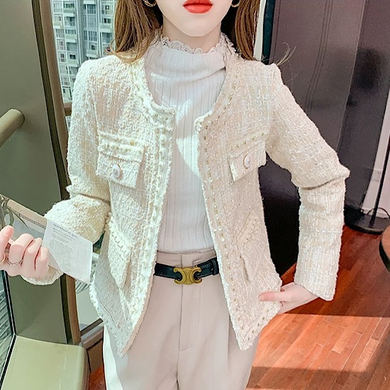 【取寄:納期2週間】ジャケット ツイードジャケット ゴージャス ノーカラー アウター 羽織り レディース 無地 【取寄:納期2週間】ジャケット ツイードジャケット ゴージャス ノーカラー アウター 羽織り レディース 無地