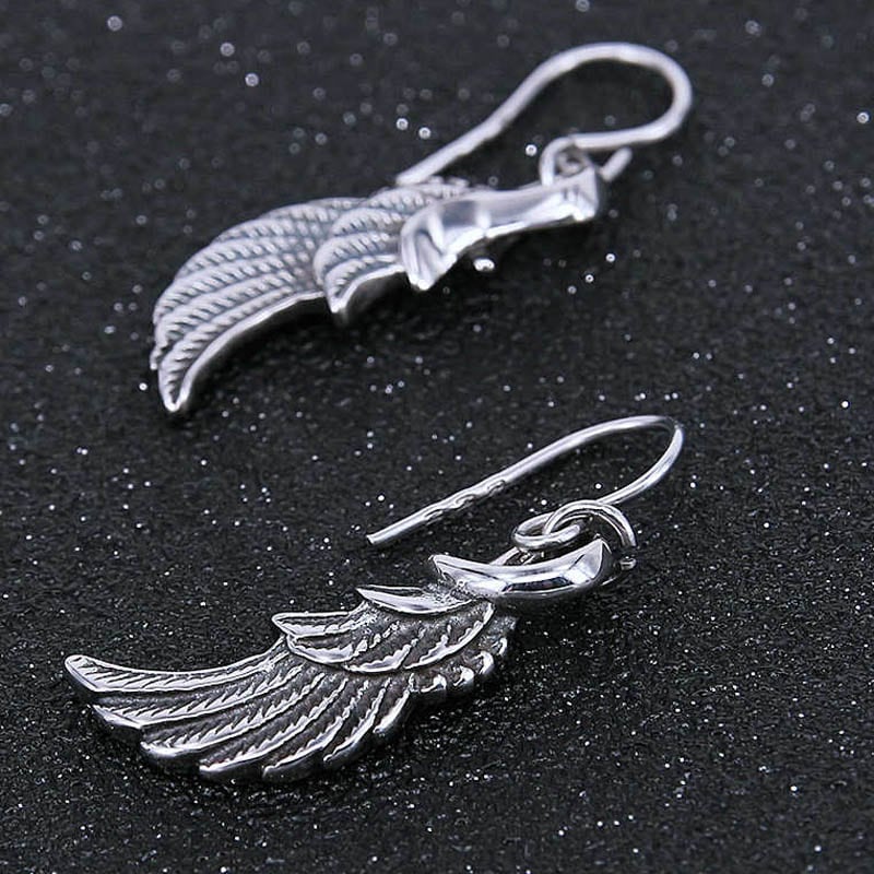 エンジェルウイングトライバルステンレスピアス 1ペア販売 サージカルステンレス316L アメリカンピアス フックピアス メンズ レディース 揺れる 20G 天使の翼 羽根 shk-s-00178xx
