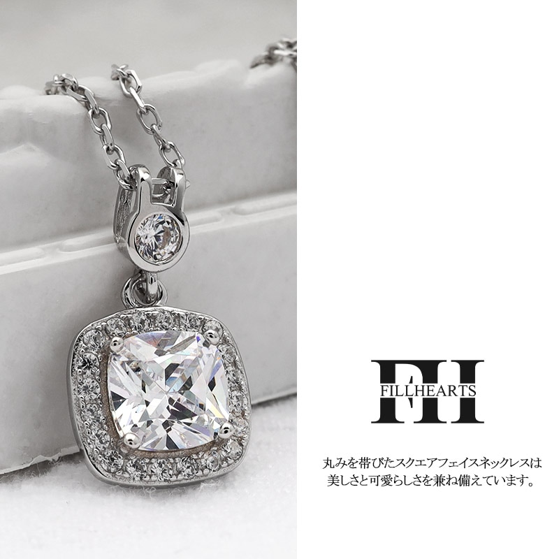 S925 スクエア 四角 ネックレス [fhns027-silver]