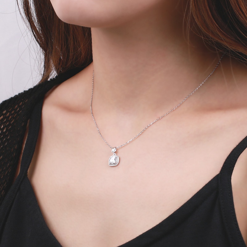 S925 スクエア 四角 ネックレス [fhns027-silver]