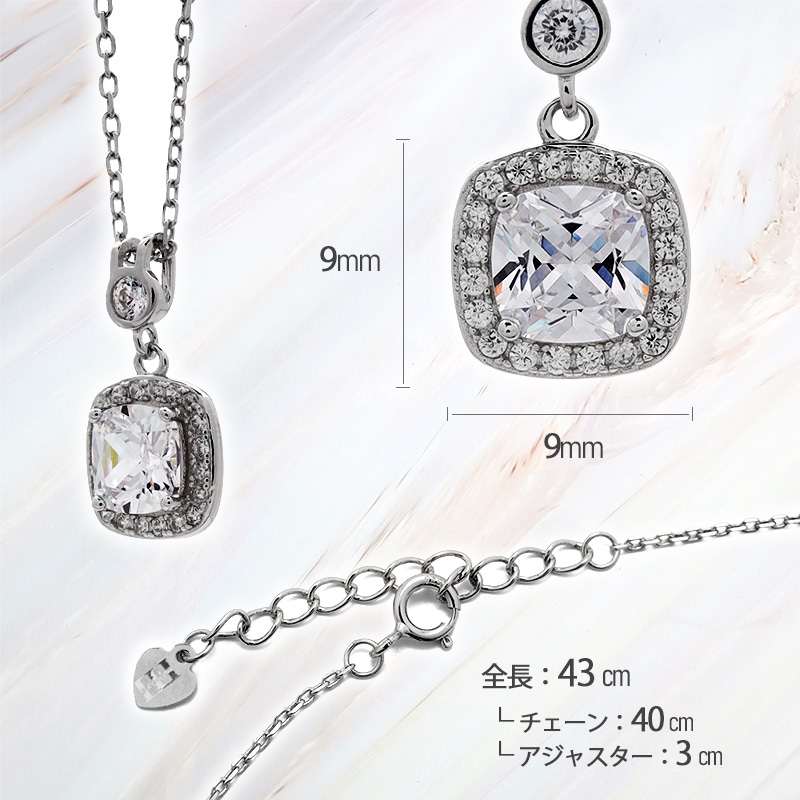 S925 スクエア 四角 ネックレス [fhns027-silver]