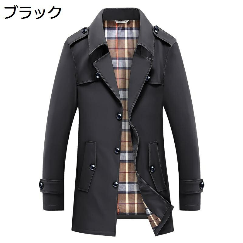 メンズ ジャケット テーラード スプリングコート ハーフ丈 アウター カジュアル ビジネス 防寒 防風 春秋 トレンチコート 細身 ミリタリー 紳士 カッコイイ 無地 通勤 アウトドア