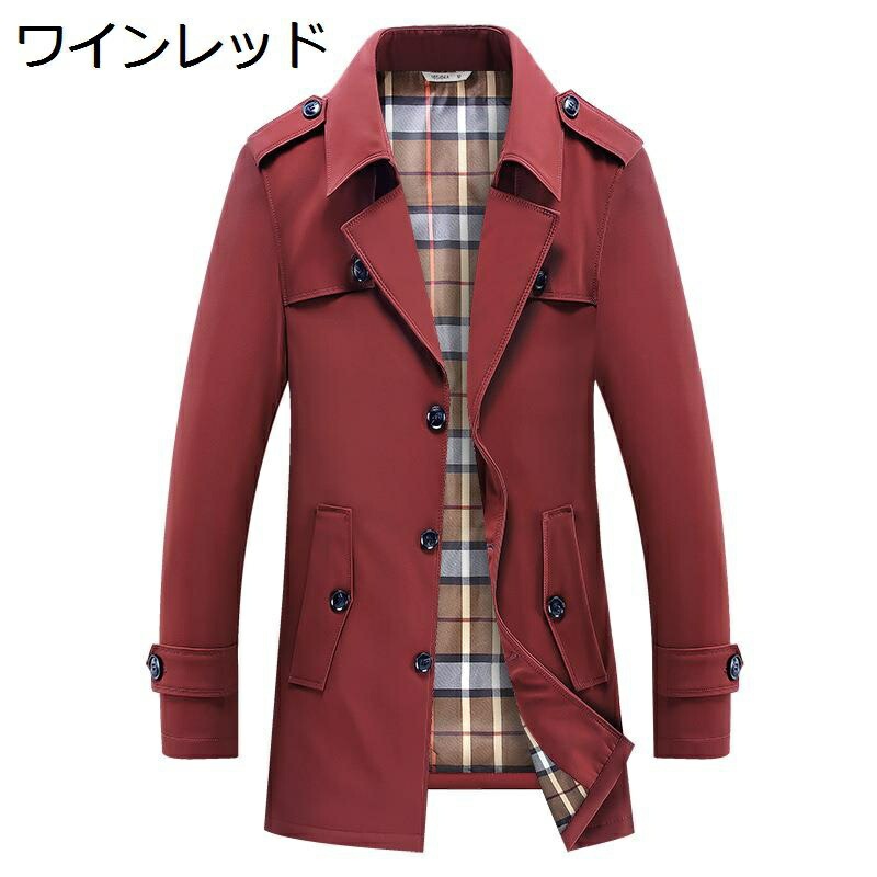 メンズ ジャケット テーラード スプリングコート ハーフ丈 アウター カジュアル ビジネス 防寒 防風 春秋 トレンチコート 細身 ミリタリー 紳士 カッコイイ 無地 通勤 アウトドア