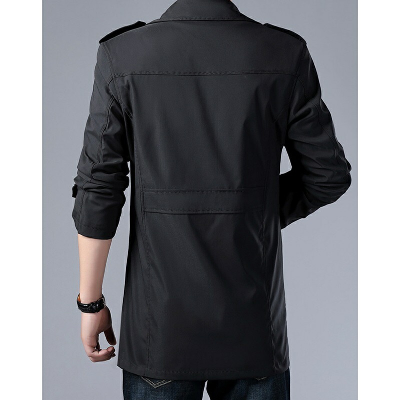 メンズ ジャケット テーラード スプリングコート ハーフ丈 アウター カジュアル ビジネス 防寒 防風 春秋 トレンチコート 細身 ミリタリー 紳士 カッコイイ 無地 通勤 アウトドア