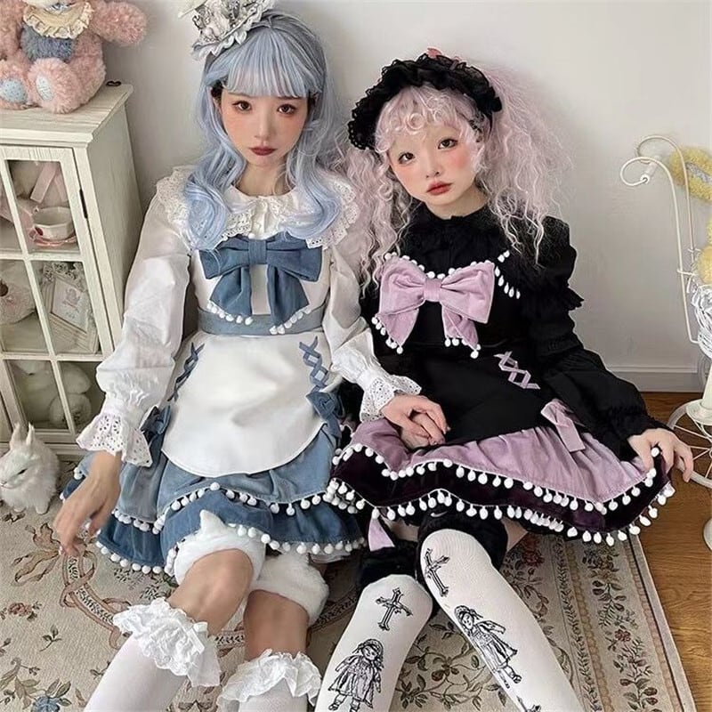 ゴスロリ風 jsk リボン 日常制服 痩せて見える リボン ロリータ ワンピース ゴスロリ風 jsk リボン 日常制服 痩せて見える リボン ロリータ ワンピース
