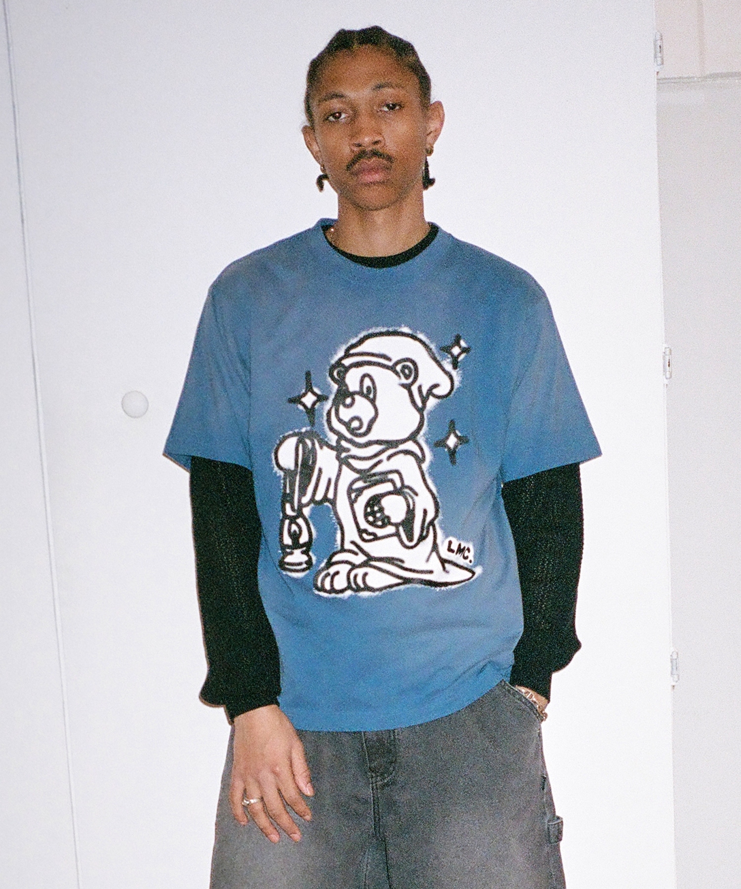 24S/S BLEACHED SPRAYED BEAR TEE 3色 新商品 新学期 韓国人気