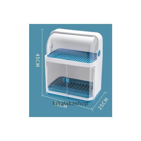 日用雑貨 キッチン雑貨 キッチン用品 収納 収納ボックス お皿 水切りラック 蓋付き 大容量 キッチンアイテム ホワイト ブルーフェミニン おしゃれ