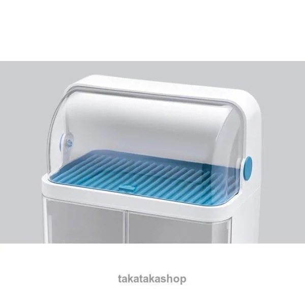 日用雑貨 キッチン雑貨 キッチン用品 収納 収納ボックス お皿 水切りラック 蓋付き 大容量 キッチンアイテム ホワイト ブルーフェミニン おしゃれ