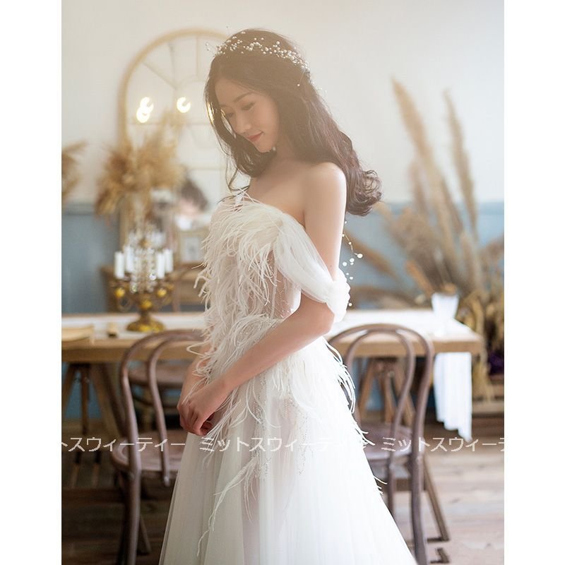 ウェディングドレス Aラインドレス 二次会 花嫁 白 シースール 結婚式 海外挙式 パーティードレス 披露宴 ブライダル ロングドレス 演奏会 前撮り 大きいサイズ
