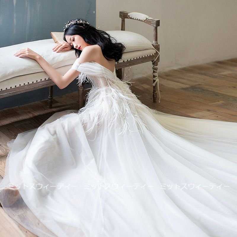 ウェディングドレス Aラインドレス 二次会 花嫁 白 シースール 結婚式 海外挙式 パーティードレス 披露宴 ブライダル ロングドレス 演奏会 前撮り 大きいサイズ