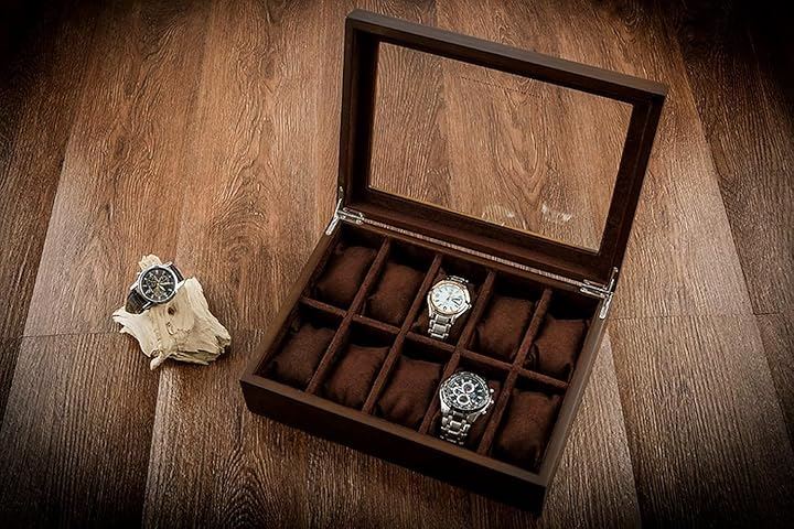 高級 木製 腕時計 収納 ボックス 10本用 ケース ディスプレイ 透明