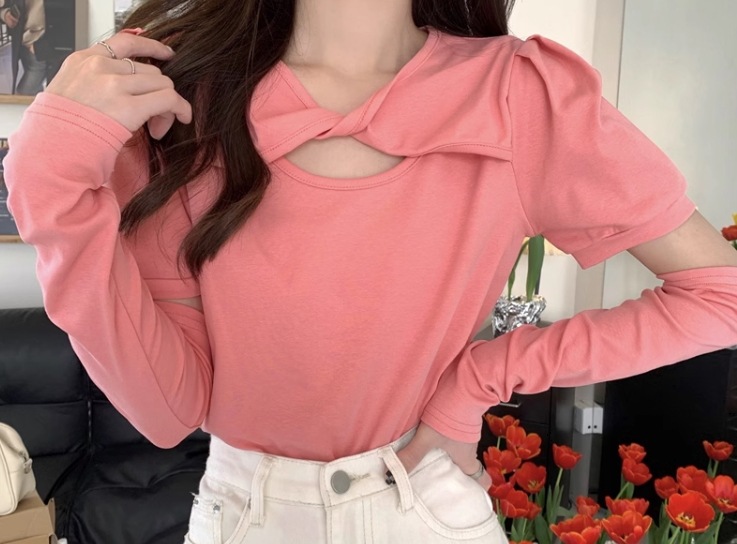2way レディース トップス カットソー プルオーバー Tシャツ ショート クロップド丈 半袖 ラウンドネック かわいい シンプル カジュアル おしゃれ かっこいい ラフ ボーイッシュ ルーズ