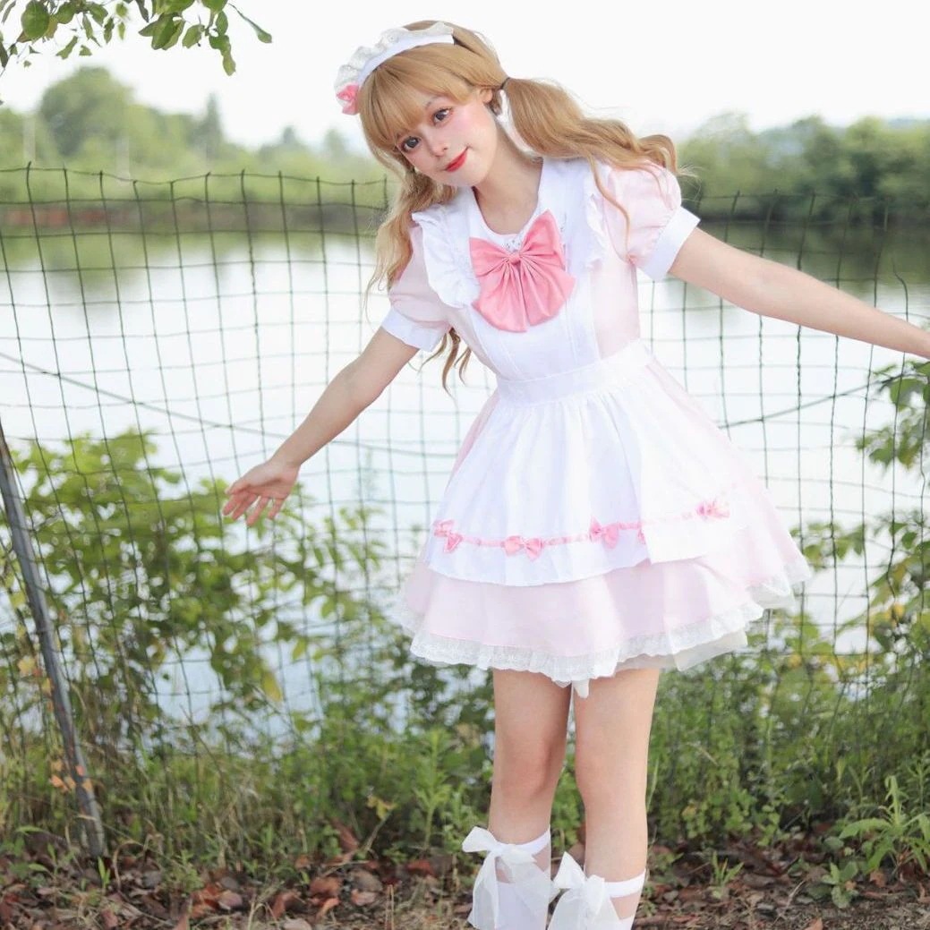 【2025新作】日韓甘くてかわいいピンク白いメイド服コスプレロリータlolita2次元柔らかい妹メイド制服 【2025新作】日韓甘くてかわいいピンク白いメイド服コスプレロリータlolita2次元柔らかい妹メイド制服