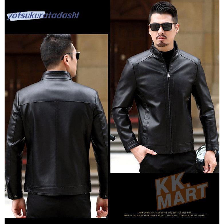 【急速出荷】メンズ革ジャン 本革　秋冬　レザージャケット ライダースジャケット 立ち襟 スリム おしゃれ カジュアル バイクウェア シングル 男性用　上品　防寒防