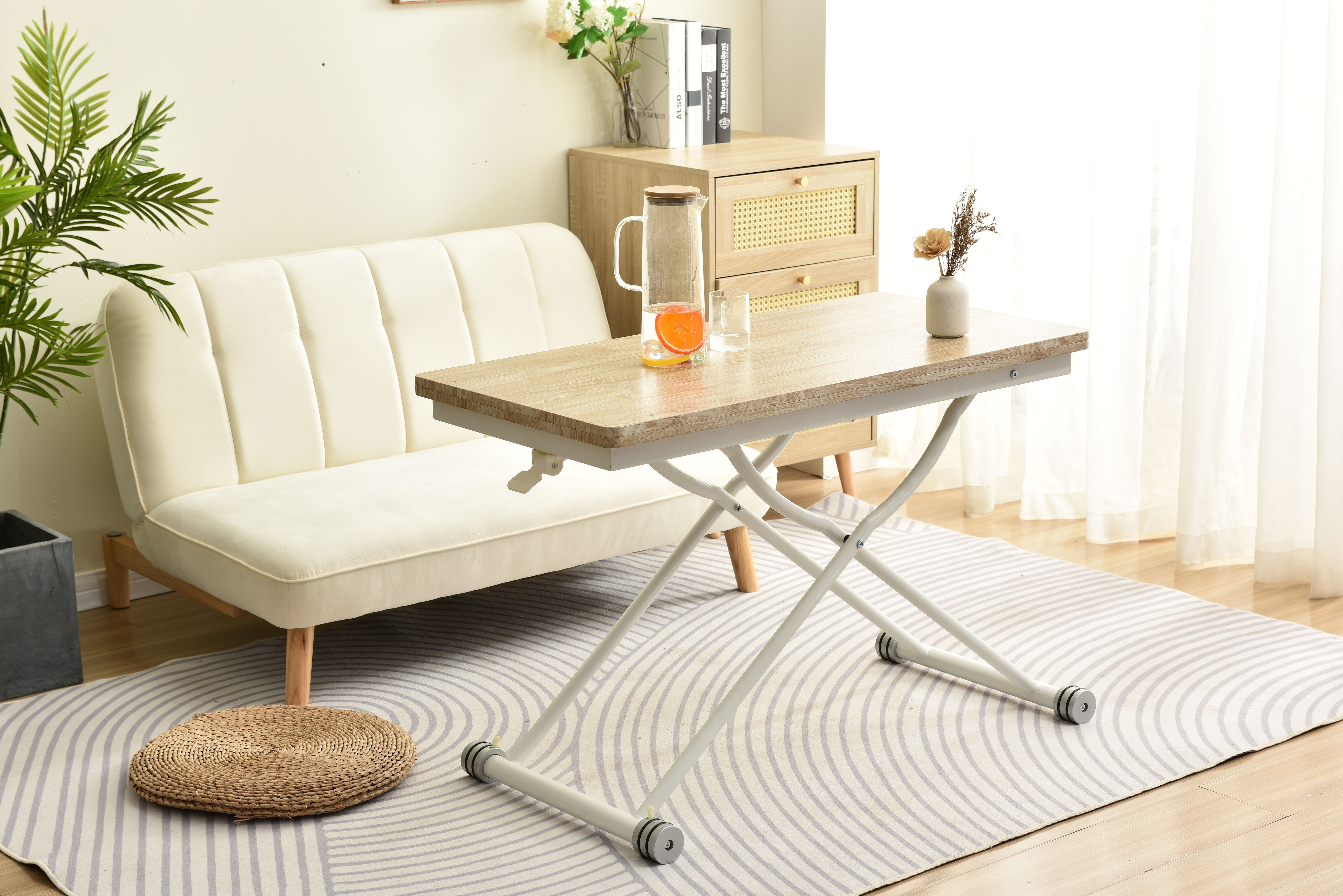 テーブル 天板が2倍に広がるガス圧昇降テーブル 100×50 100×100 ガス圧