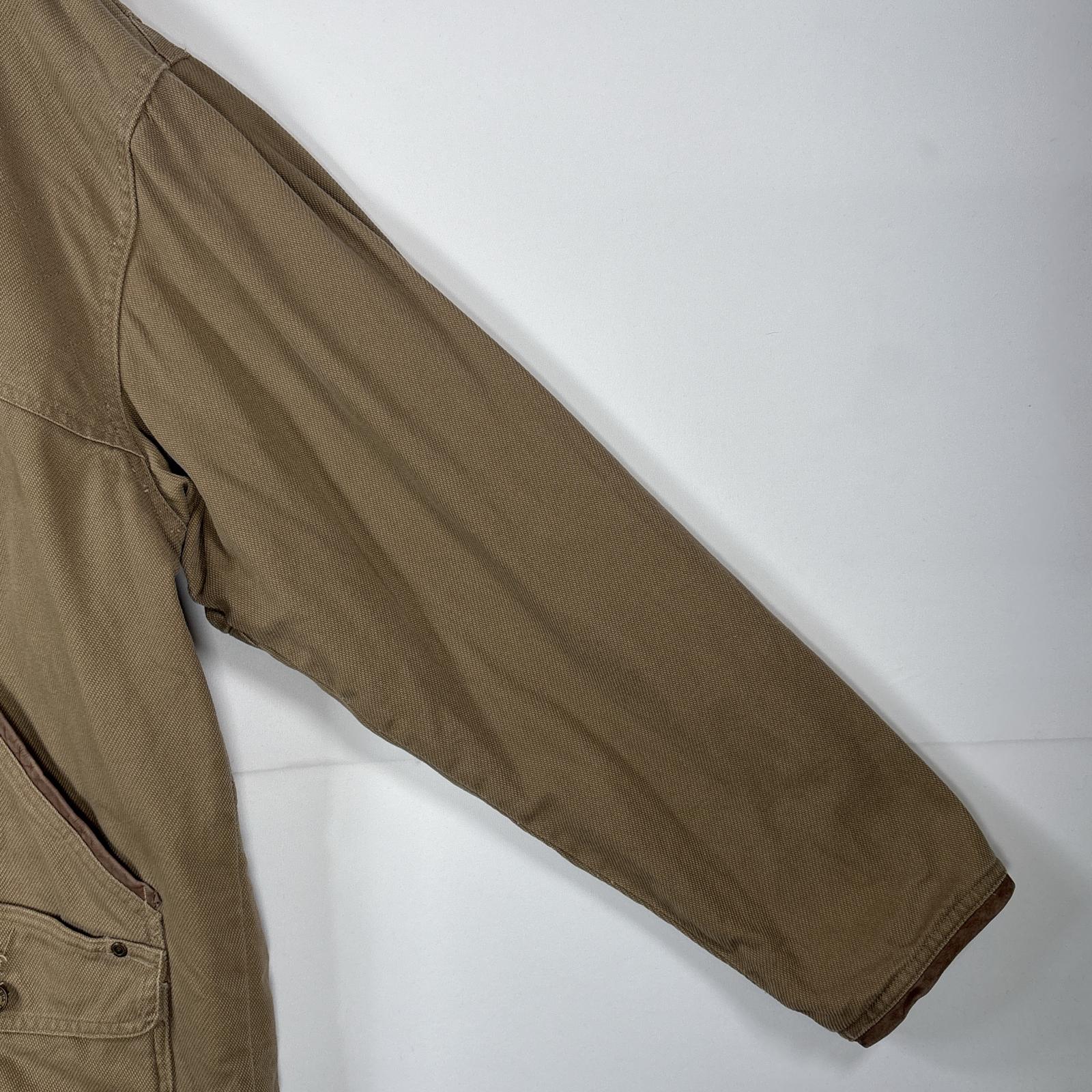 古着 ダック ハンティングジャケット 襟レザー 刺繍 裏地チェク柄 ビッグサイズ XL ブラウン メンズ 古着 ダック ハンティングジャケット 襟レザー 刺繍 裏地チェク柄 ビッグサイズ XL ブラウン メンズ